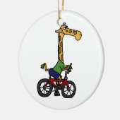 XX lustiger Giraffen-Reitfahrrad-Cartoon Keramikornament (Links)