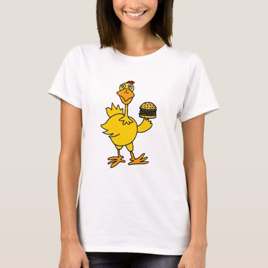 XX lustiges Huhn, das einen Hamburger isst T-Shirt (Vorderseite)