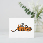 XX - Maus sitzt auf dem Cat Stomach Cartoon Postkarte (Stehend Vorderseite)