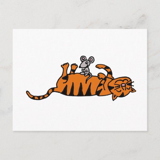 XX - Maus sitzt auf dem Cat Stomach Cartoon Postkarte (Vorderseite)