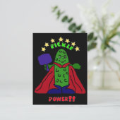 XX - Pickle Power Superhero Pickleball Cartoon Postkarte (Stehend Vorderseite)