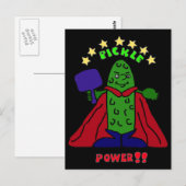XX - Pickle Power Superhero Pickleball Cartoon Postkarte (Vorne/Hinten)