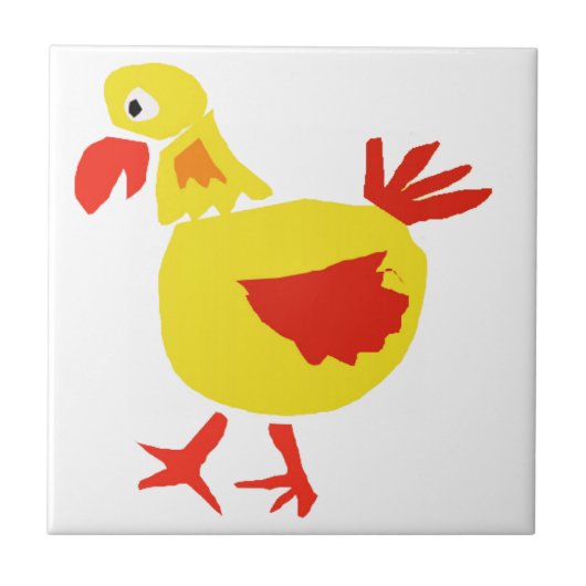 XX Primitiv-Kunst-Huhn Fliese (Vorderseite)