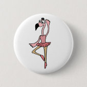XX rosa Flamingo-Ballerina-Tänzer-Cartoon Button (Vorderseite)