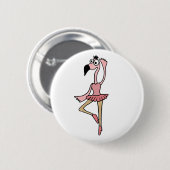 XX rosa Flamingo-Ballerina-Tänzer-Cartoon Button (Vorne & Hinten)