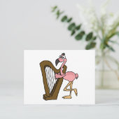 XX - Rosa Flamingo Playing Harp Postkarte (Stehend Vorderseite)