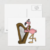 XX - Rosa Flamingo Playing Harp Postkarte (Vorne/Hinten)