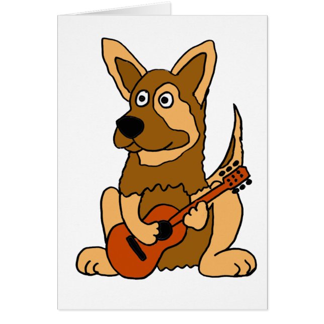 XX Schäferhund-Welpe, der Gitarren-Cartoon spielt (Vorne)
