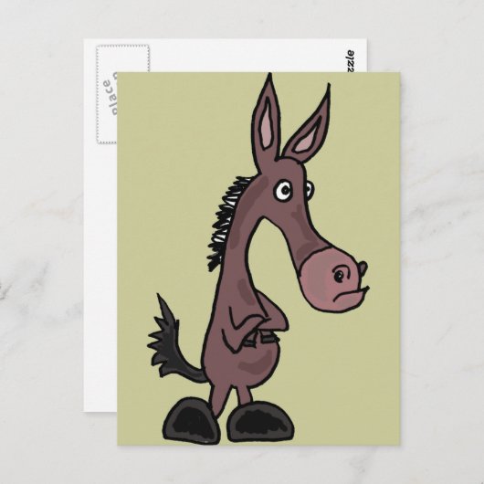 XX- Stubborn-Mule oder Donky-Cartoon Postkarte (Vorne/Hinten)