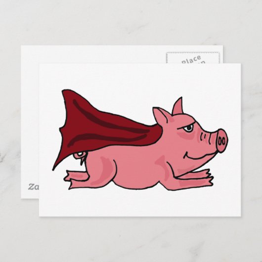 XX - Super Pig Cartoon fliegen Postkarte (Vorne/Hinten)
