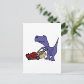XX- T-rex Dinosaur Pushing Lawn Mower Postkarte (Stehend Vorderseite)