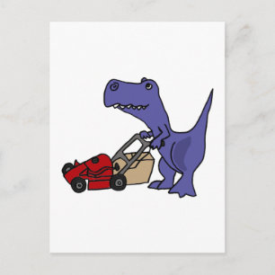 XX- T-rex Dinosaur Pushing Lawn Mower Postkarte