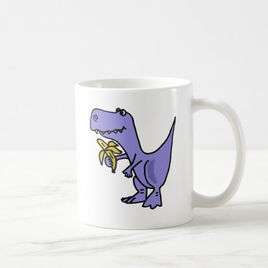 XX T-Rex Dinosaurier, der Bananen-Cartoon isst Kaffeetasse (Rechts)