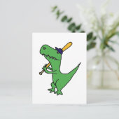XX- T-rex Dinosaurier spielen Baseball Postkarte (Stehend Vorderseite)