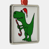 XX T-Rex Dinosaurier-WeihnachtsCartoon Silbernes Ornament (Rechts)