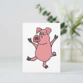 XX. Tanzrosa Pig Cartoon Postkarte (Stehend Vorderseite)
