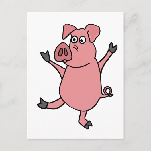 XX. Tanzrosa Pig Cartoon Postkarte (Vorderseite)