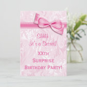 XX. ÜBERRASCHENDE Geburtstagsparty - rosa Damaskus Einladung (Stehend Vorderseite)