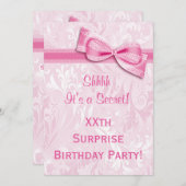 XX. ÜBERRASCHENDE Geburtstagsparty - rosa Damaskus Einladung (Vorne/Hinten)