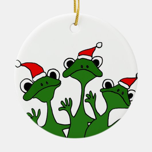 XX Weihnachtsbaum-Frosch-Cartoon Keramikornament (Vorne)