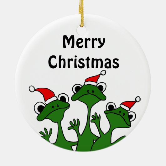 XX Weihnachtsbaum-Frosch-Cartoon Keramikornament (Hinten)