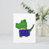 XX - Witziger Alligator Lesen eines Buches Postkarte (Stehend Vorderseite)