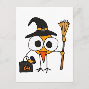 XX- Witziger Vogel, gekleidet als HexenkHalloween- Postkarte