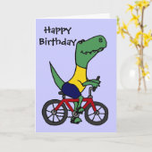 XX- Witziges T-rex Dinosaurier Reiten Fahrrad Karte (Gelbe Blume)
