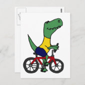 XX- Witziges T-rex Dinosaurier Reiten Fahrrad Postkarte (Vorne/Hinten)