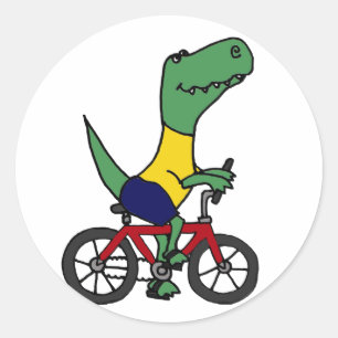 XX- Witziges T-rex Dinosaurier Reiten Fahrrad Runder Aufkleber