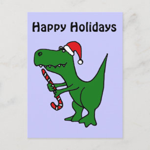 XX- Witziges T-rex Dinosaurier Weihnachtsmannmütze Feiertagspostkarte