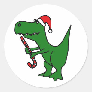 XX- Witziges T-rex Dinosaurier Weihnachtsmannmütze Runder Aufkleber