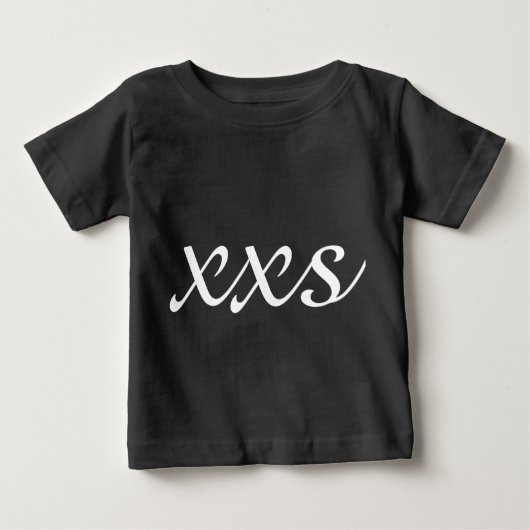 XXS Extra Kleiner Text Schwarz/Weiß Baby T-shirt (Vorderseite)