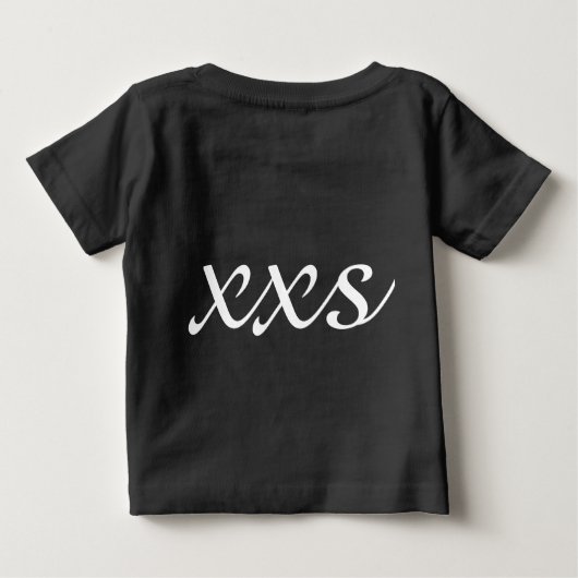 XXS Extra Kleiner Text Schwarz/Weiß Baby T-shirt (Rückseite)