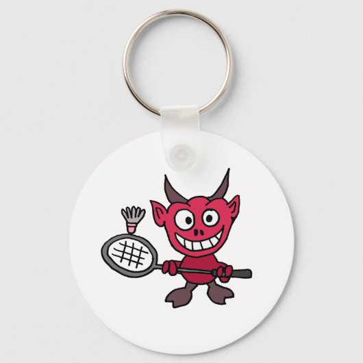 XY- Devil Playing BADminton Cartoon Schlüsselanhänger (Vorderseite)