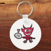 XY- Devil Playing BADminton Cartoon Schlüsselanhänger (Vorderseite)