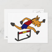 XY- Funny Horse Jumping Over Hurdles Cartoon Postkarte (Vorne/Hinten)