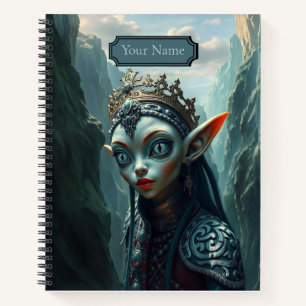 Xylariel Elfen Göttin Blau Gothic Spiralblock Notizblock