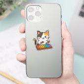 Xylophon-Buntkatze-Regenbogen-Noten Aufkleber (Telefon)