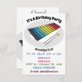 Xylophon-Cartoon-Abbildung Einladung (Vorne/Hinten)