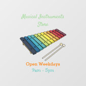 Xylophon-Cartoon-Abbildung Fensteraufkleber (Blatt)