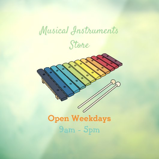 Xylophon-Cartoon-Abbildung Fensteraufkleber (Blatt 3)