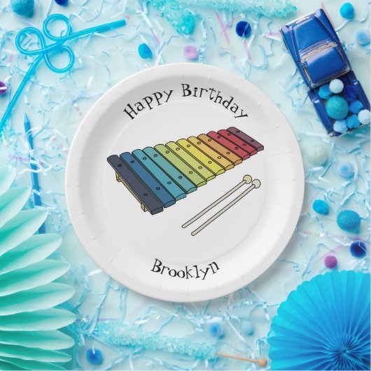 Xylophon-Cartoon-Abbildung Pappteller (Party)