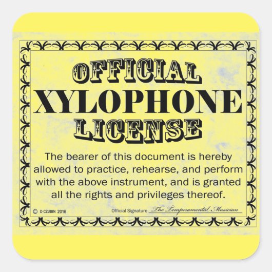 Xylophon License Square Aufkleber (Vorderseite)
