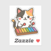 Xylophone Calico Cat Rainbow Notes Aufkleber (Blatt)