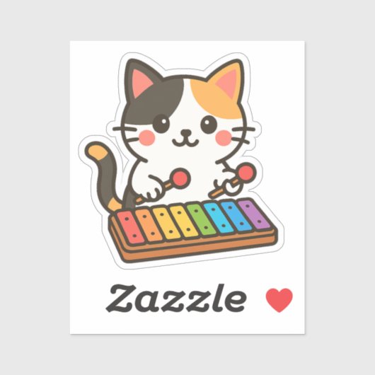 Xylophone Calico Cat Rainbow Notes Aufkleber (Blatt)