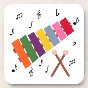 Xylophone Multicolor Musical Instrument Cartoon Untersetzer