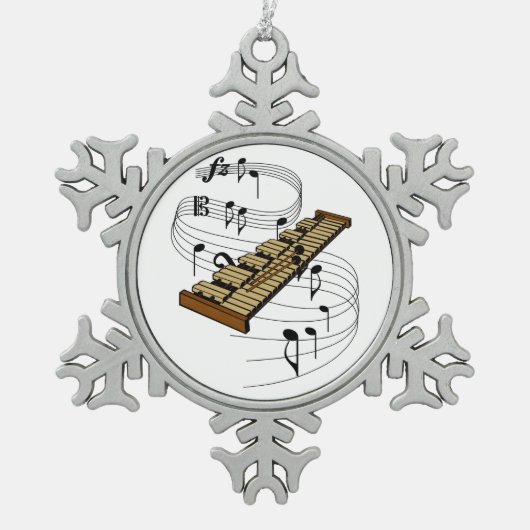 Xylophone Schneeflocken Zinn-Ornament (Vorderseite)