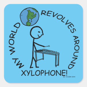 Xylophone - World Revolves rund um den Square Stic Quadratischer Aufkleber