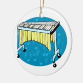 Xylophonegraphik mit blauem Hintergrund Keramikornament (Links)